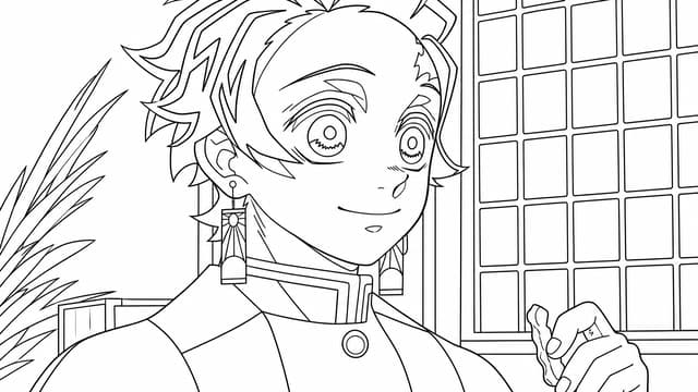Tanjiro Kamado Anime Wallpaper Art Coloring Page