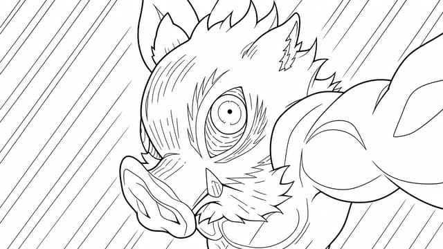 Inosuke Hashibira Furious Attack Coloring Page