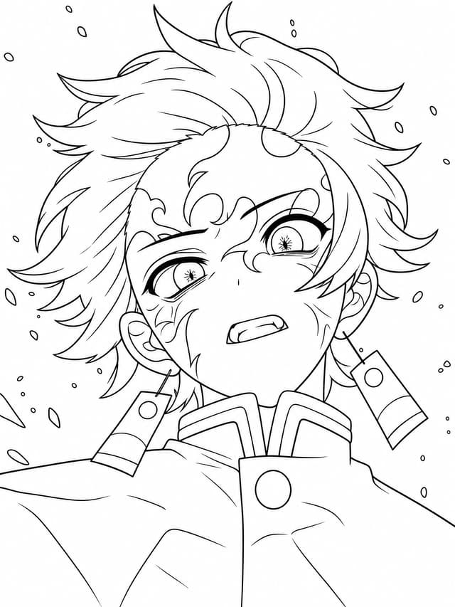 Tanjiro Sheathing Sword After Battle Coloring Page