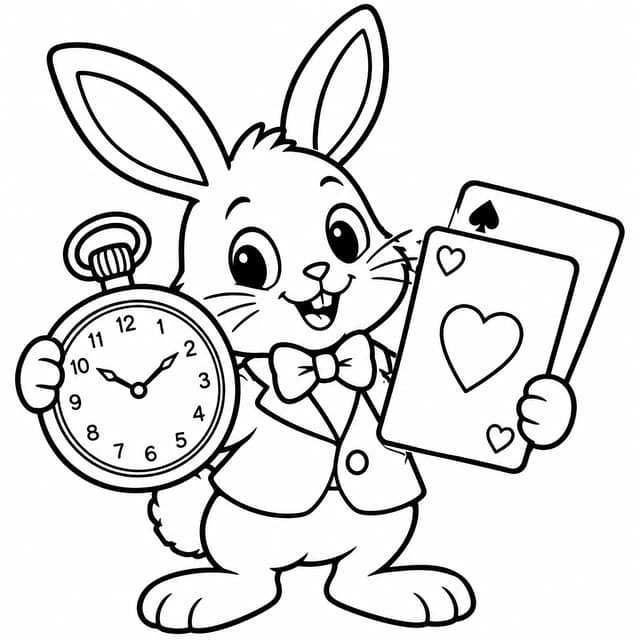 White Rabbit Pocket Watch Coloring Page