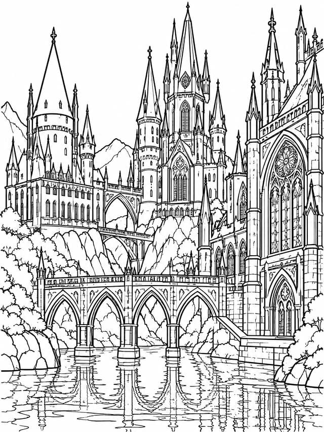 Grand Royal Academy Castle Panorama Coloring Page