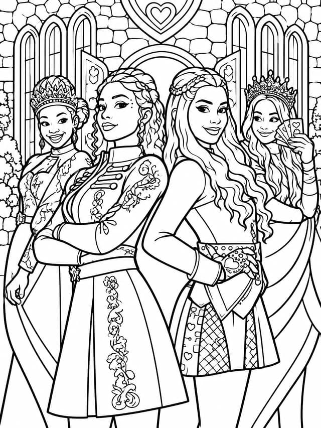 Descendants Wicked Wonderland Squad Coloring Page