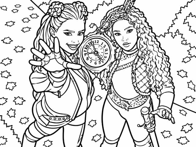 Red and Chloe with the Magic Pocket Watch Coloring Page