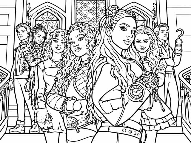 Descendants: The Rise of Red Group Coloring Page