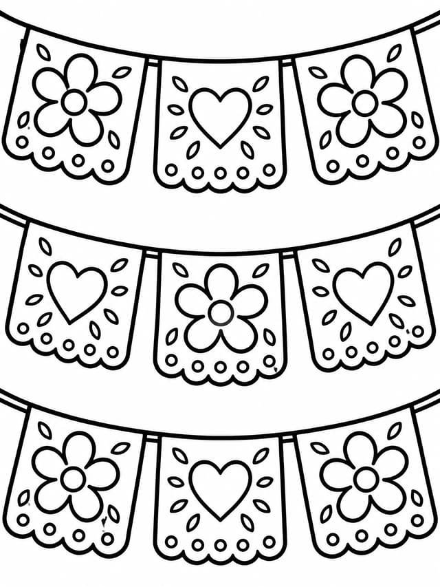 Wiszące girlandy papel picado kolorowanka do druku