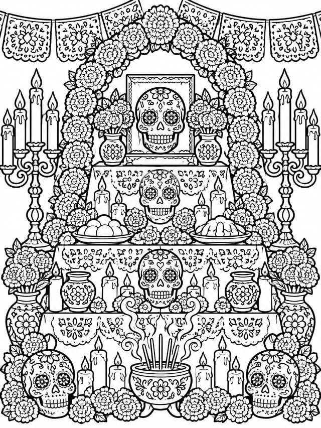 Wielki ołtarz ofrenda kolorowanka do druku