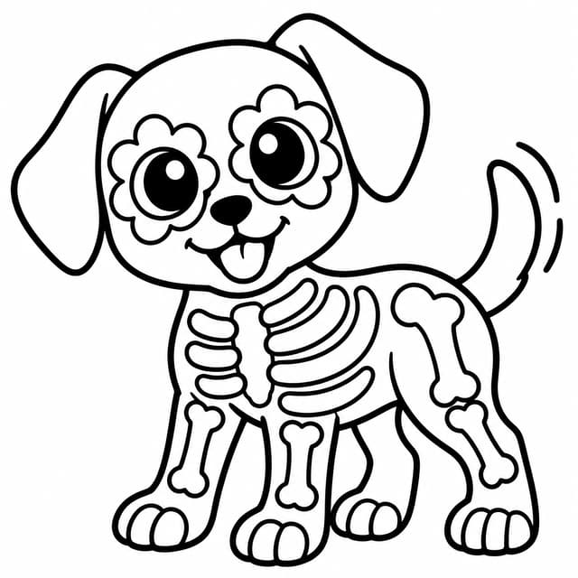 Przyjazny szczeniak calavera – kolorowanka do druku