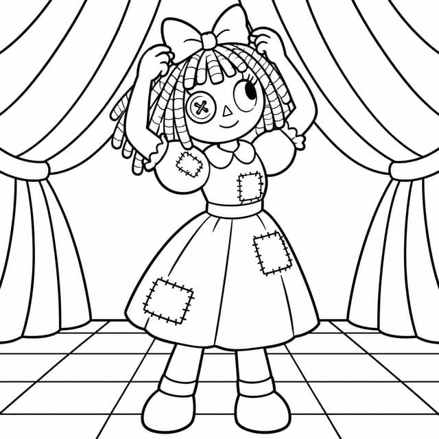Ragatha Rag Doll in the Tent Coloring Page