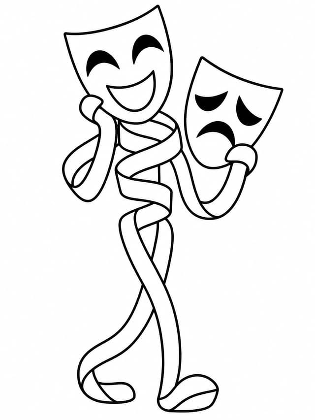 Gangle Comedy and Tragedy Masks Coloring Page
