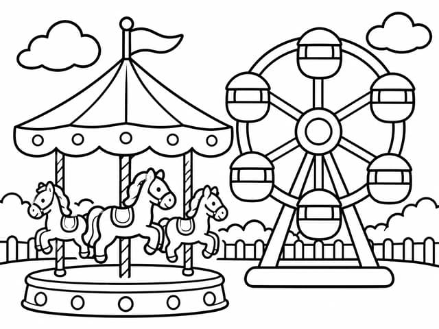 Fun Carnival Rides for Kids Coloring Page