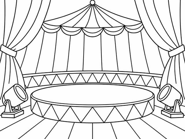 Circus Stage with Curtains Coloring Page