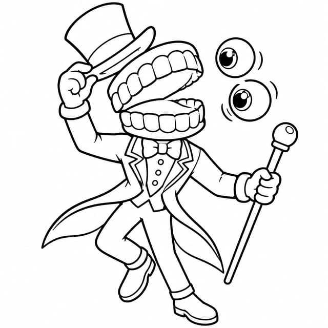 Ringmaster Caine Showmanship Coloring Page