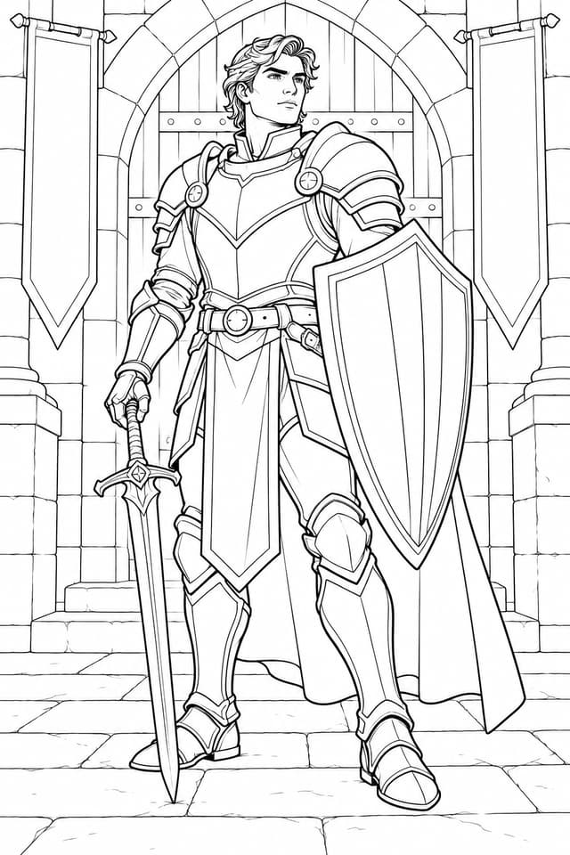 Paladin mit Schwert und Schild
