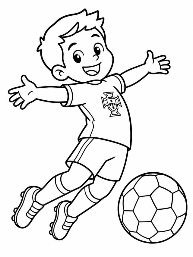 Cute Kid Ronaldo Celebration Coloring Page