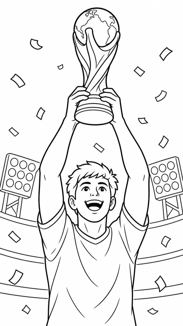 Lifting the World Cup Trophy Coloring Page