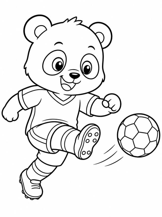 Japan Soccer Panda Coloring Page