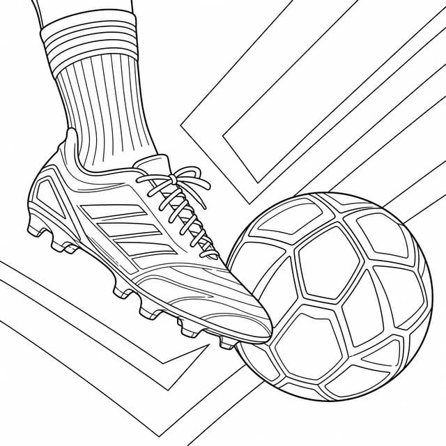 Italy Soccer Boot and Ball Coloring Page