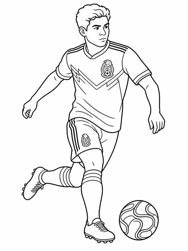 Mexico Midfielder Passing Coloring Page