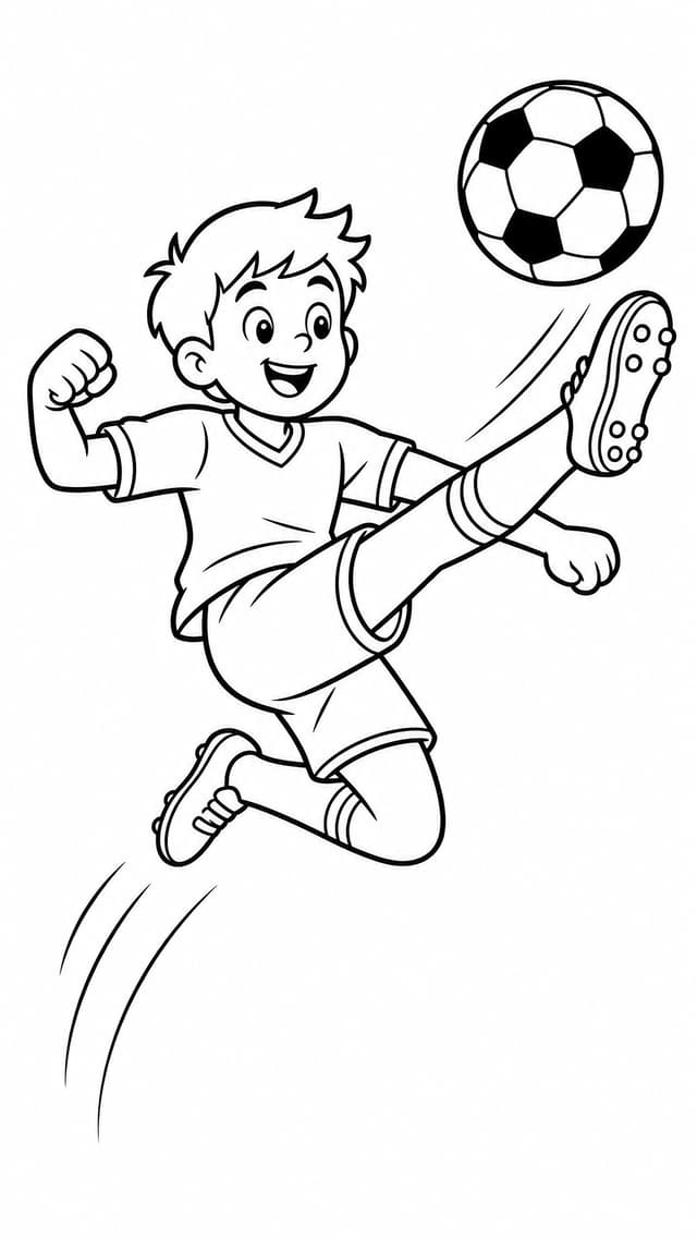 High Kick Soccer Action Coloring Page