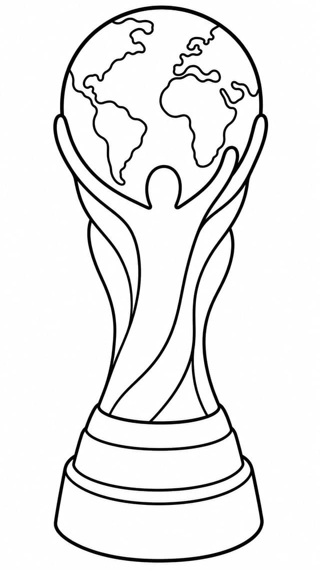 Tall World Cup Trophy Vertical Coloring Page