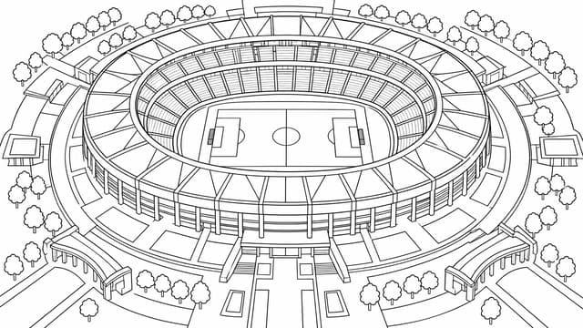 World Cup Stadium Aerial Coloring Page