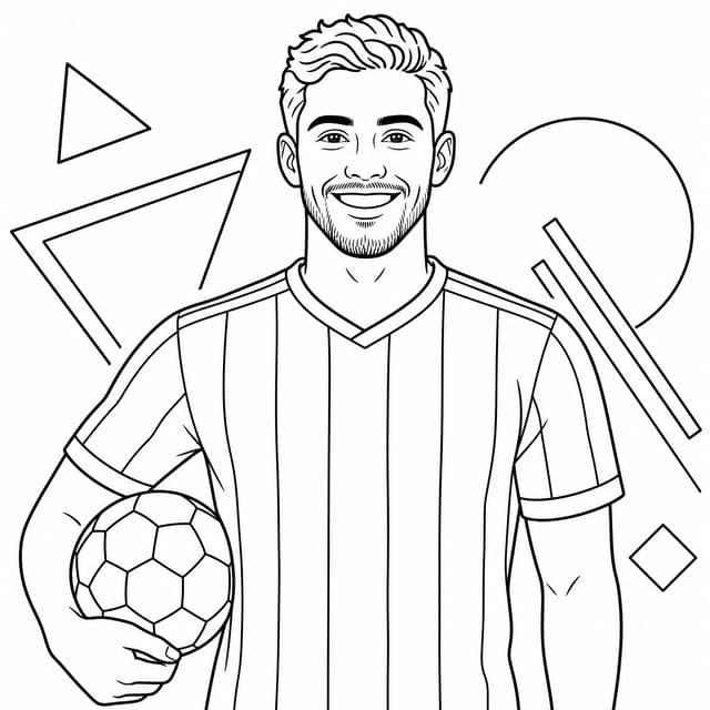 Messi Portrait Line Art Coloring Page