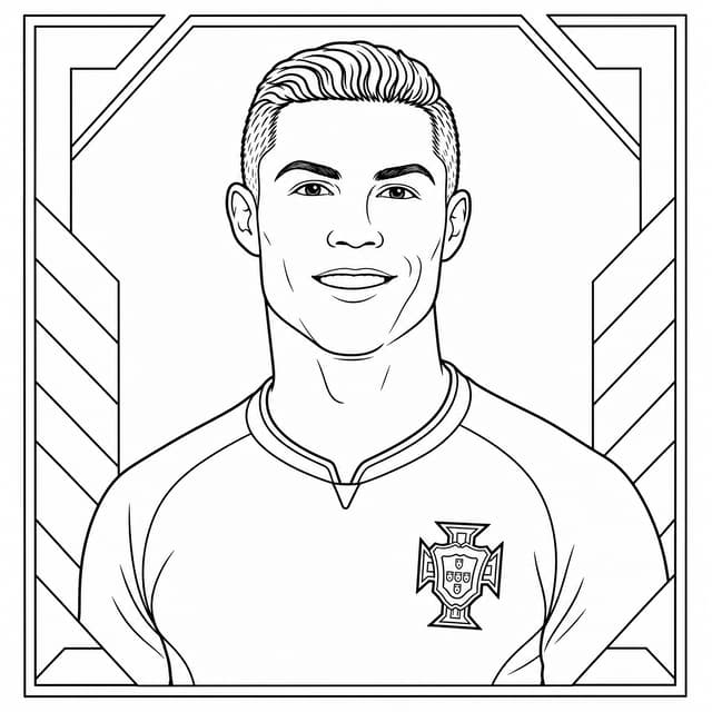 Ronaldo Portrait Line Art Coloring Page