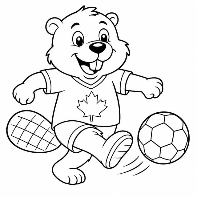 Canada Soccer Beaver Coloring Page