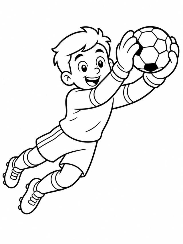 Happy Soccer Goalkeeper Coloring Page