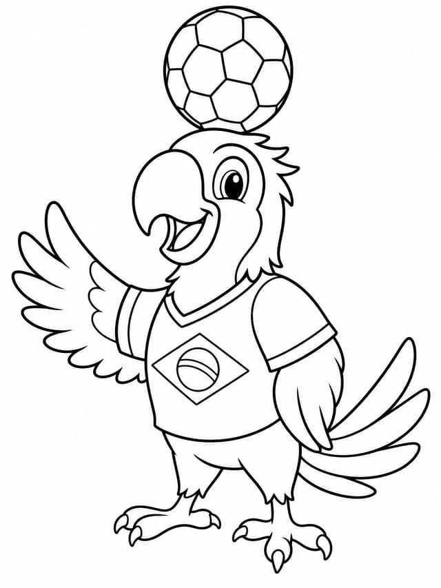 Brazil Soccer Parrot Coloring Page