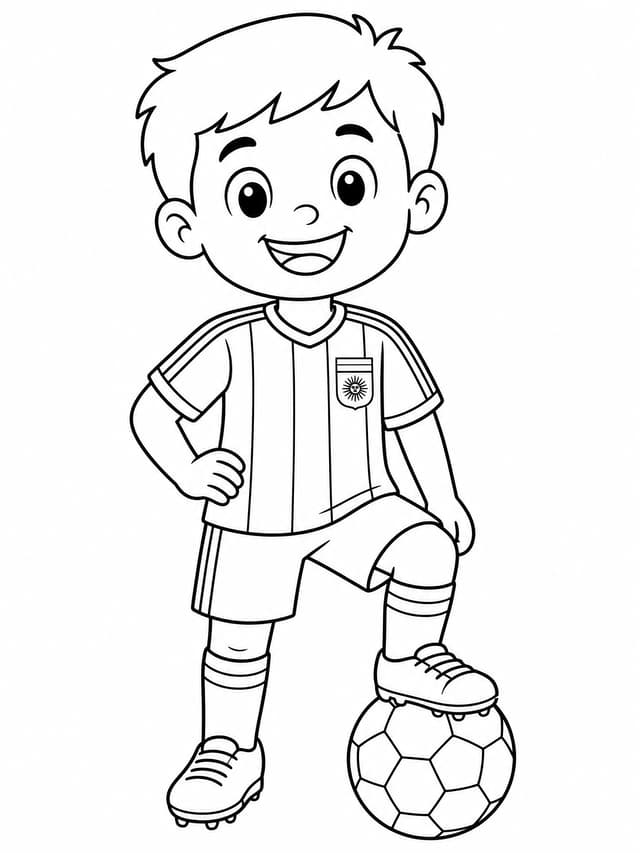 Cute Kid Messi Smiling Coloring Page