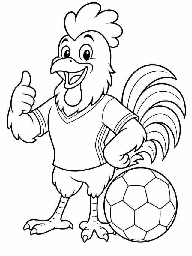 France Soccer Rooster Coloring Page