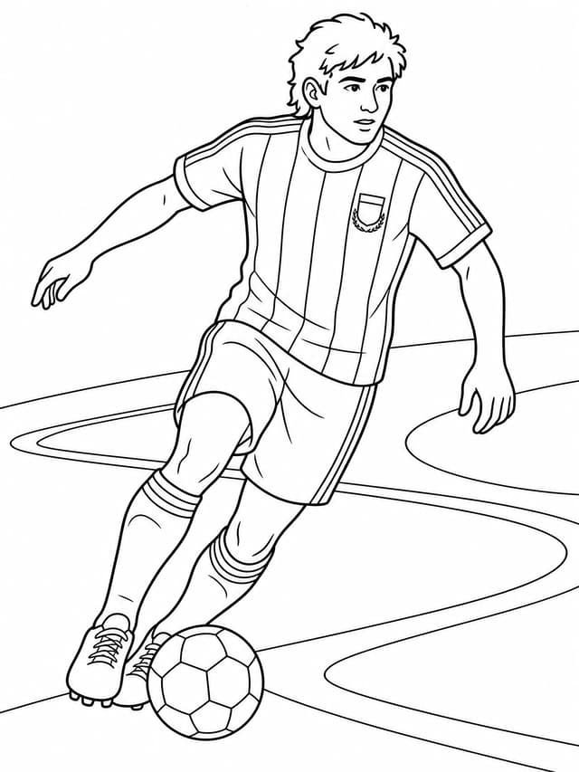 Argentina Soccer Playmaker Coloring Page