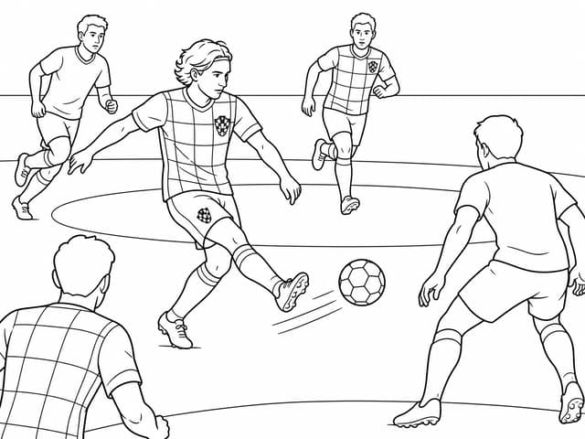 Croatia Midfield Play Coloring Page