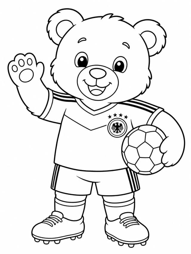 Germany Soccer Bear Coloring Page