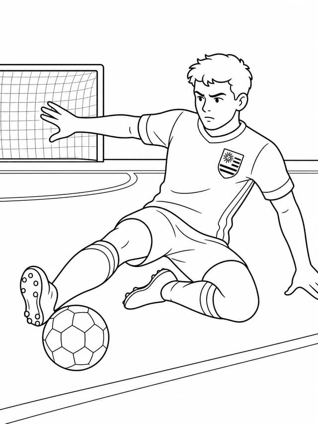 Uruguay Defender Focus Coloring Page