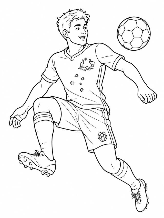 Australia Soccer Star Coloring Page