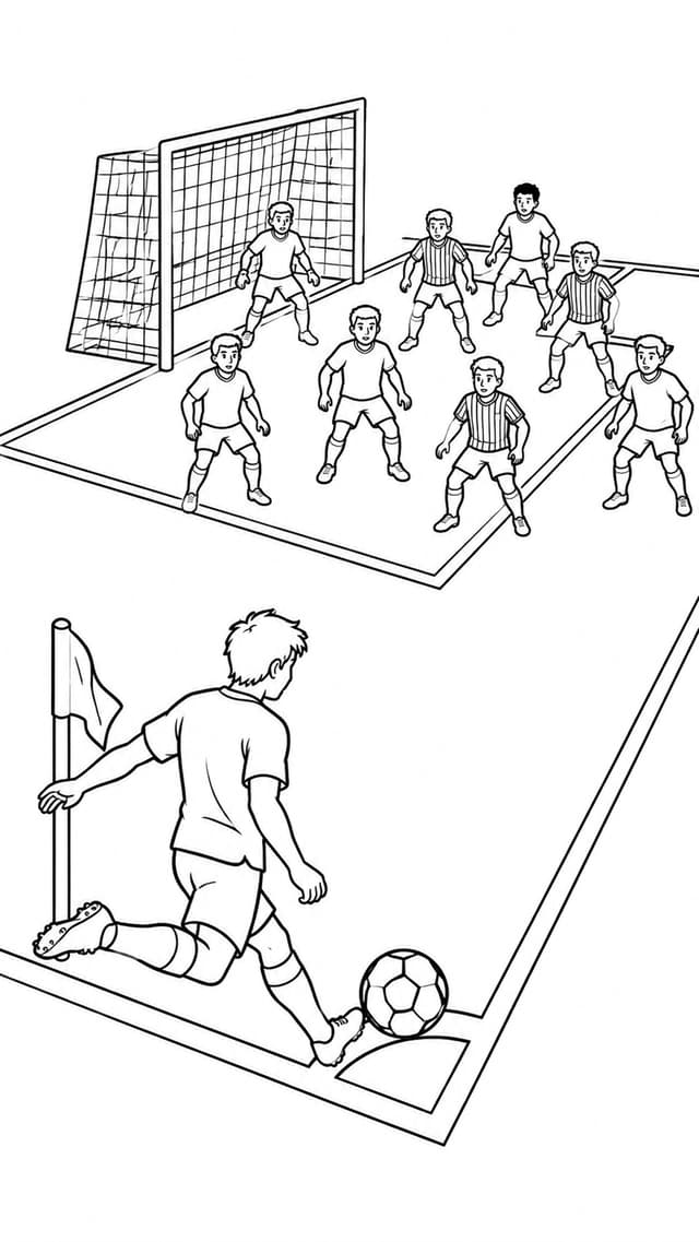 Corner Kick Action Vertical Coloring Page