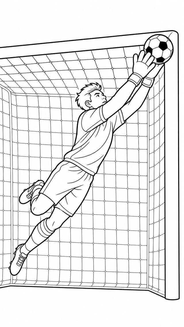 Spectacular Goalie Save Coloring Page