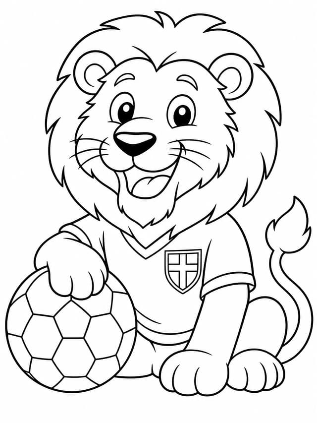 England Lion Soccer Coloring Page
