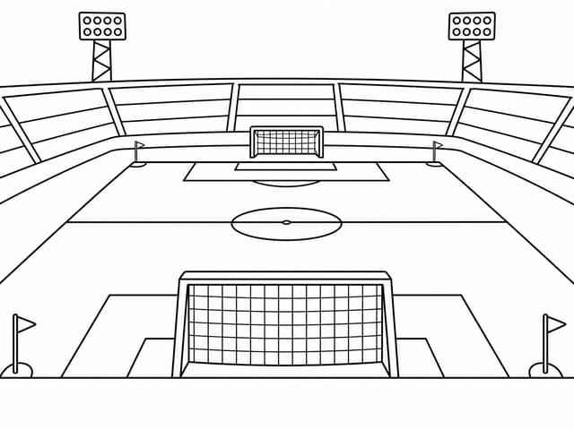 Simple Soccer Stadium Landscape Coloring Page