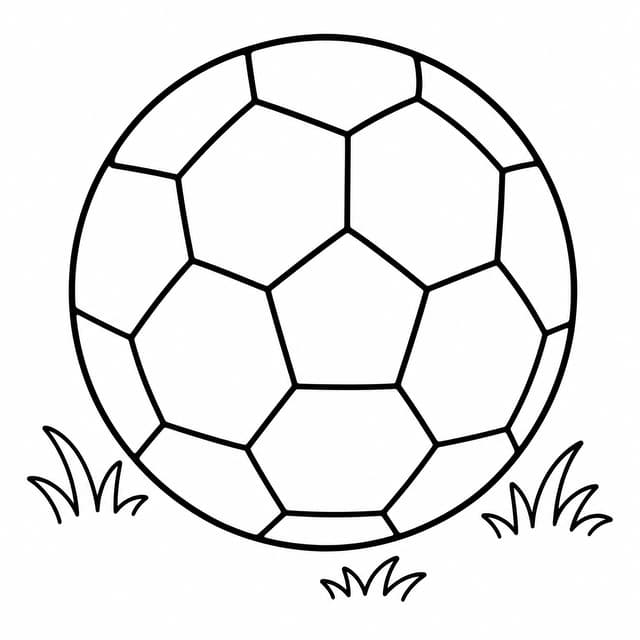Simple Soccer Ball on Grass Coloring Page