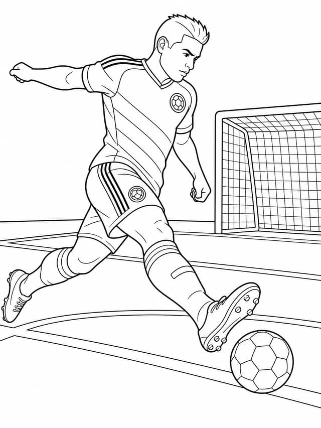 Colombia Striker Action Coloring Page