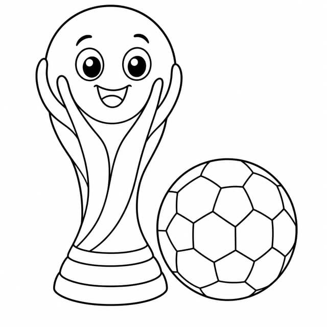 Cute Soccer World Cup Trophy Coloring Page
