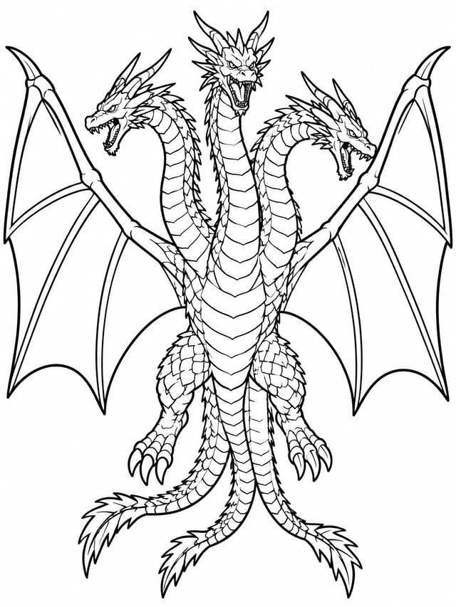 King Ghidorah Wing Spread Coloring Page