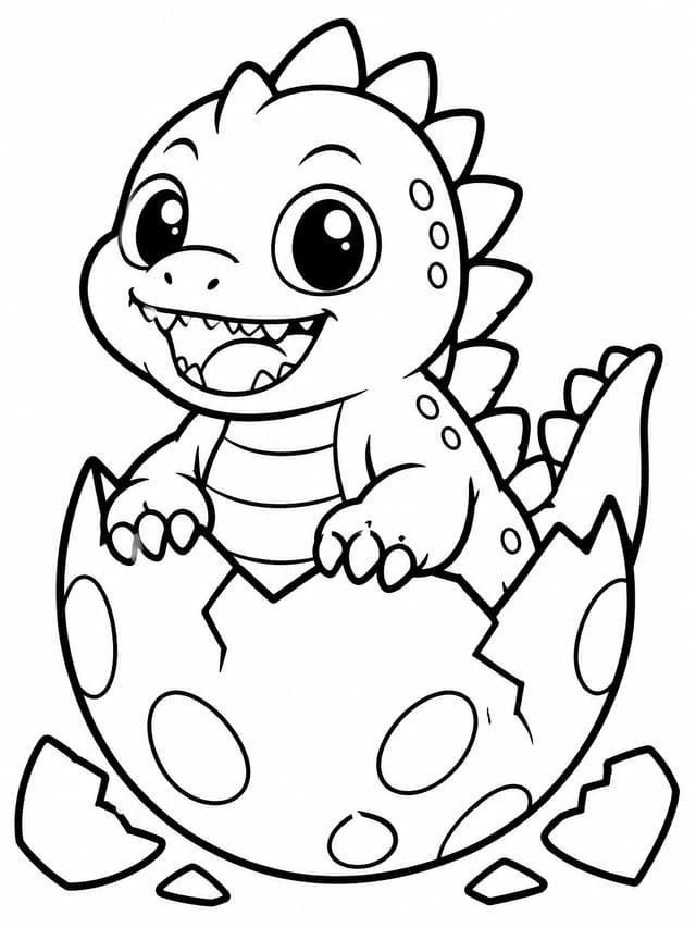 Baby Godzilla Hatching from Egg Coloring Page