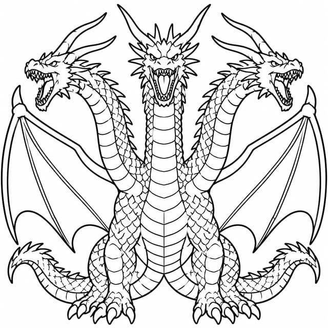 Three-Headed King Ghidorah Roar Coloring Page
