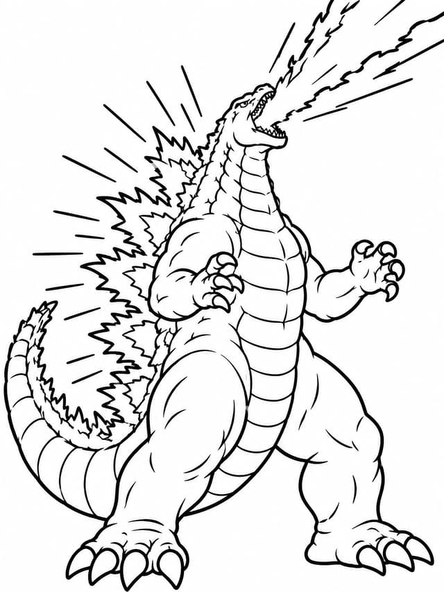 Godzilla Powerful Atomic Breath Blast Coloring Page