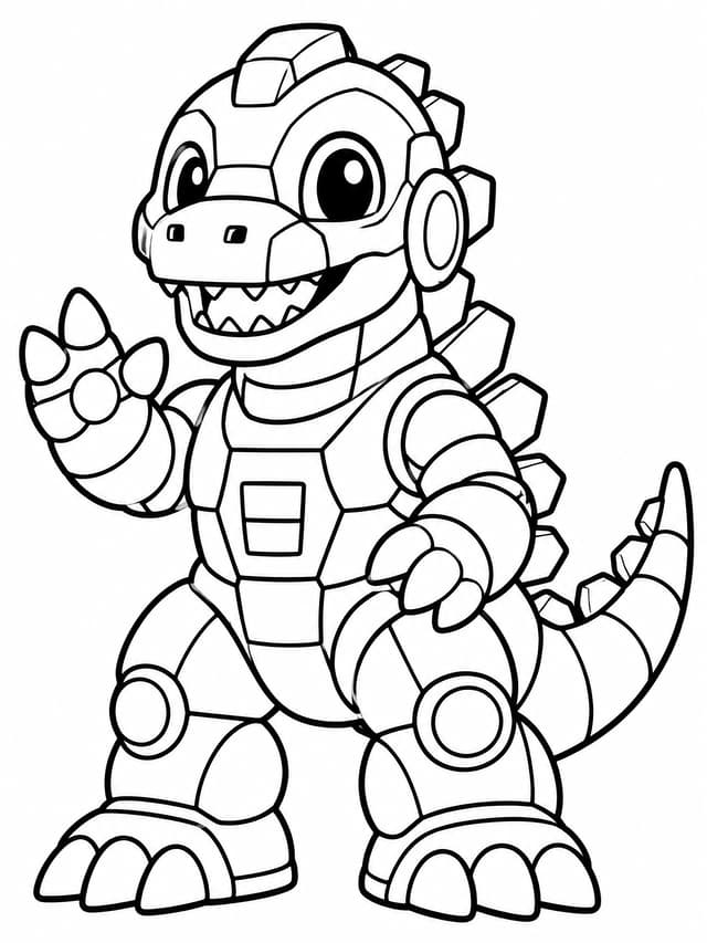 Baby Mechagodzilla Toy Coloring Page