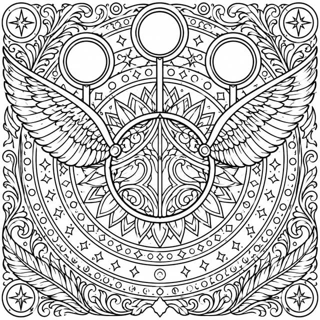 Quidditch Goldener Schnatz Mandala Ausmalbild